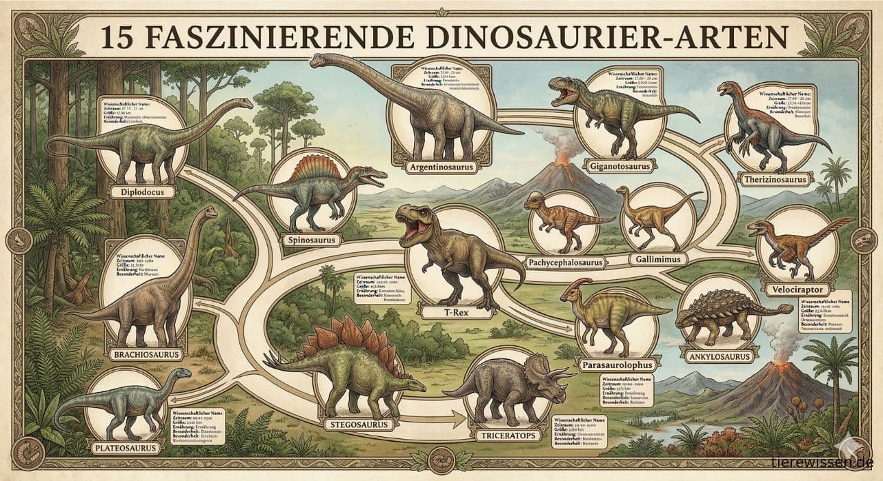 15 Dinosaurier Arten mit Bildern: Steckbriefe & Fakten