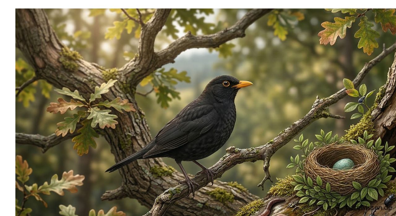 Schwarzer Vogel mit gelbem Schnabel: Die Amsel im Steckbrief